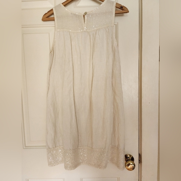 Lungo L'Arno Linen  Shift Dress Sequins Beach Resort Event Size Small - Picture 3 of 9